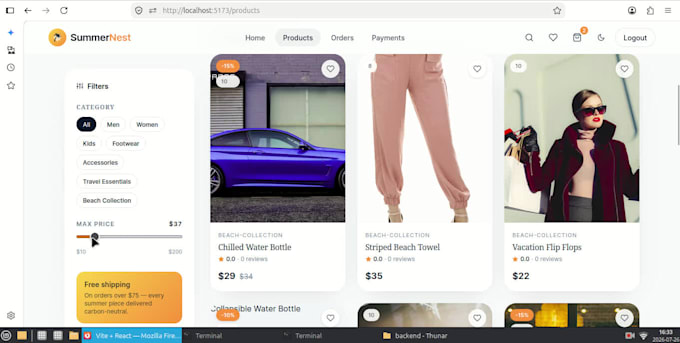 design premium react ecommerce UI with tailwind CSS and typescript
