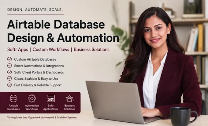 do airtable database design, softr app and airtable automation