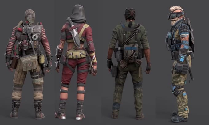 low to mid poly 3d game character for unity, unreal engine, pbr texture models