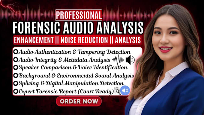 do forensic audio cleanup, noise removal, voice identification and analysis