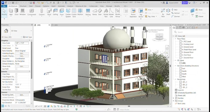 create 3d revit bim model from 2d drawing,PDF or cad with rendering