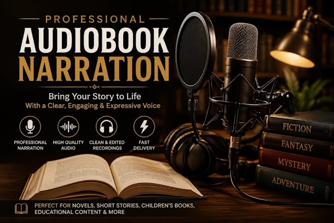 record a professional english audiobook narration
