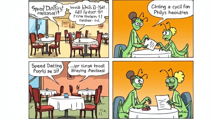 draw a 4 panel cartoon comic strip
