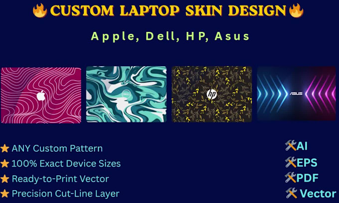 design custom laptop back cover skin template from pattern