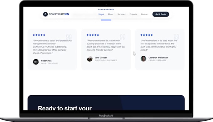 build a modern construction company website with cms