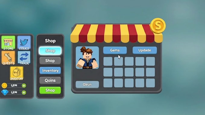 design roblox ui ux, custom gui, game ui design, scripting, and roblox gui