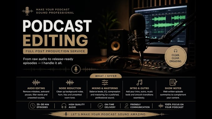 provide full podcast post production services