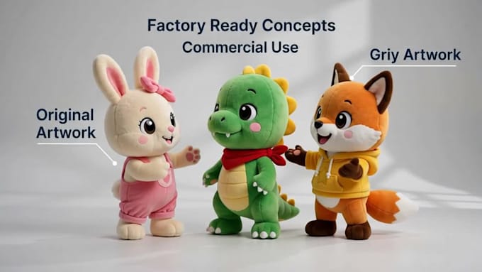 create production ready custom plush toy concept and prototype design