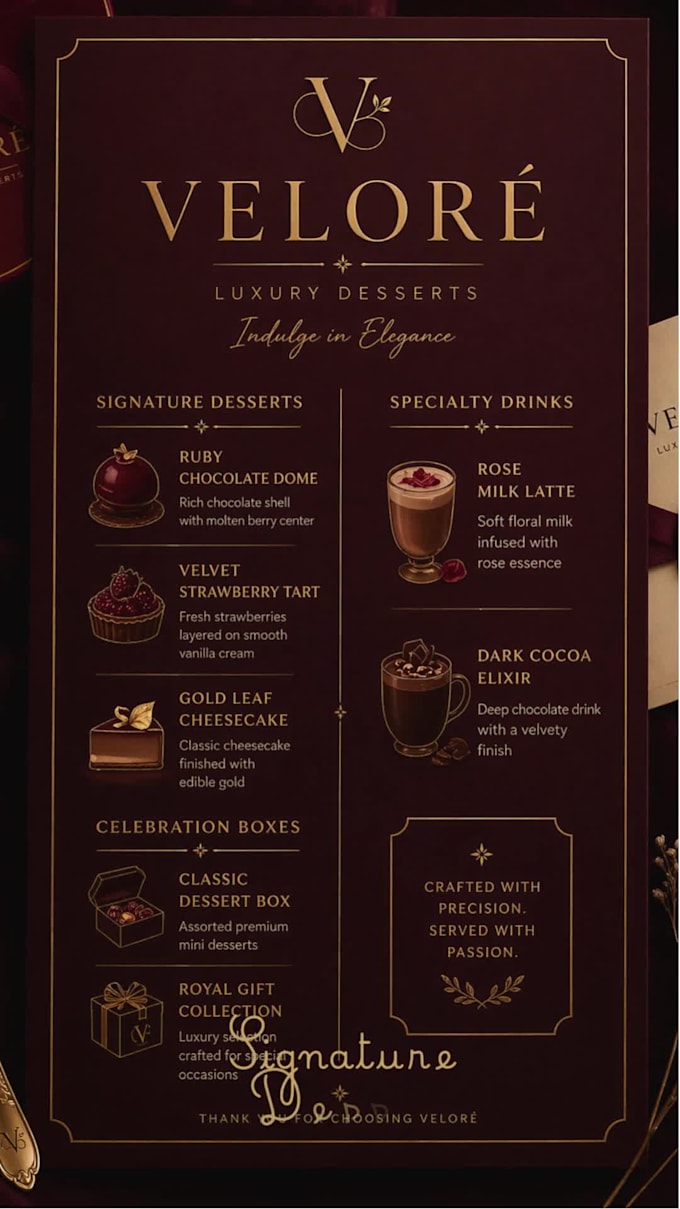 create premium bakery, chocolate, or dessert brand packaging