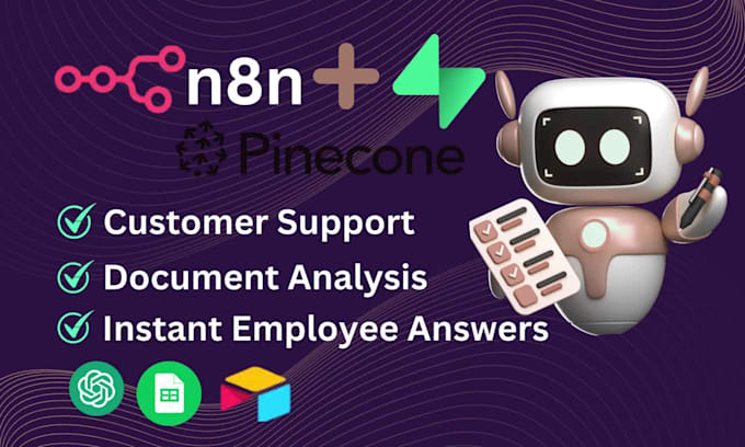 n8n rag chatbot,ai agents using pinecone supabase as vector database