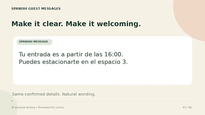 write clear spanish guest messages for your vacation rental
