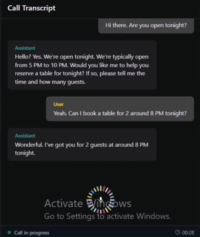 build ai receptionist for restaurant