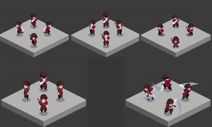 Crear arte de personajes pixelados, sprite de vista superior, icono de ...