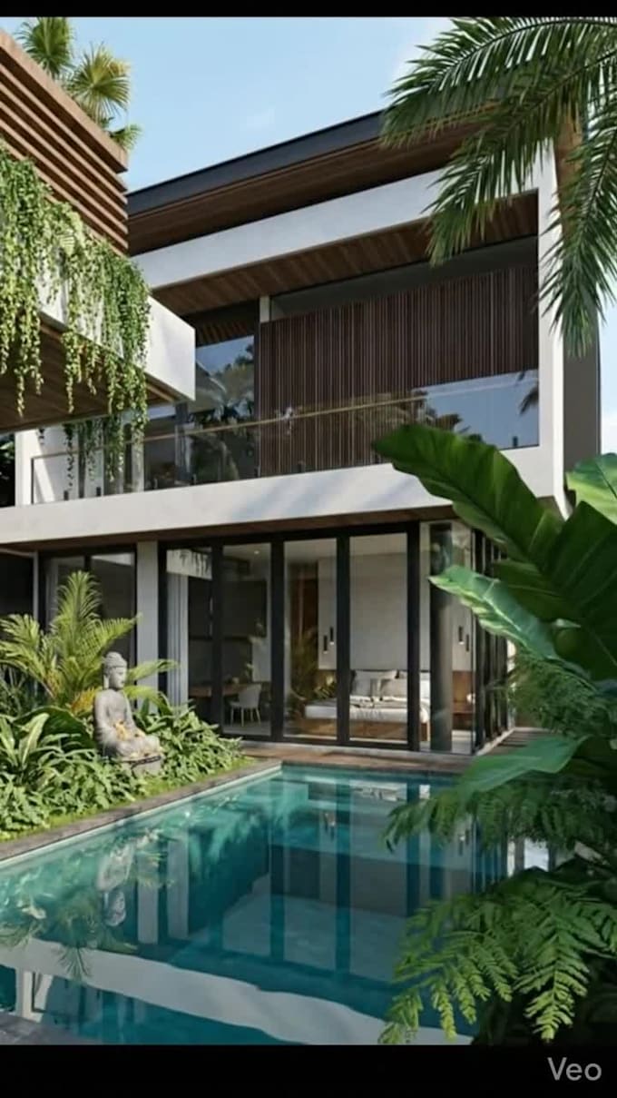 design interior bali villa with tropical concept