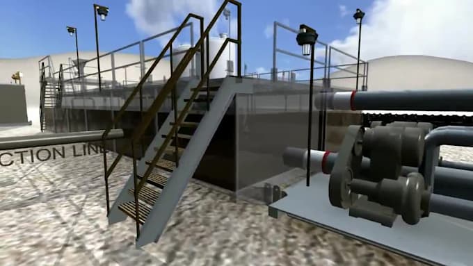 create industrial animation 3d oil and gas refinery drilling rig visualization