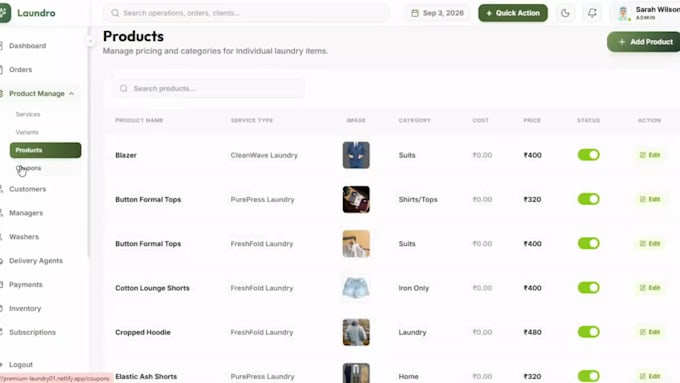 build laundry management software with booking and billing