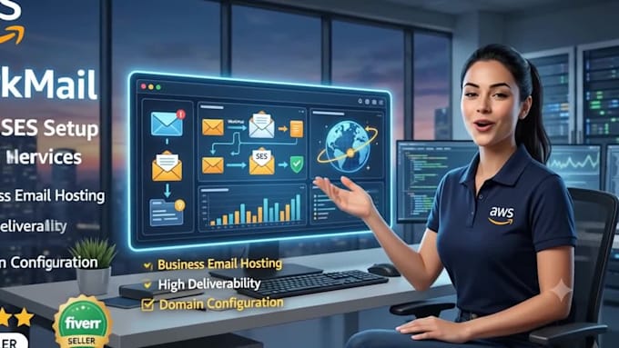 setup AWS workmail or ses email server for your domain