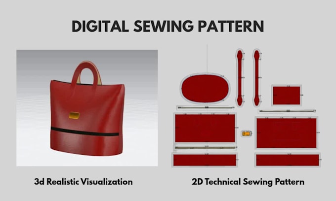 develop clo3d sewing pattern for leather bag and tote bag
