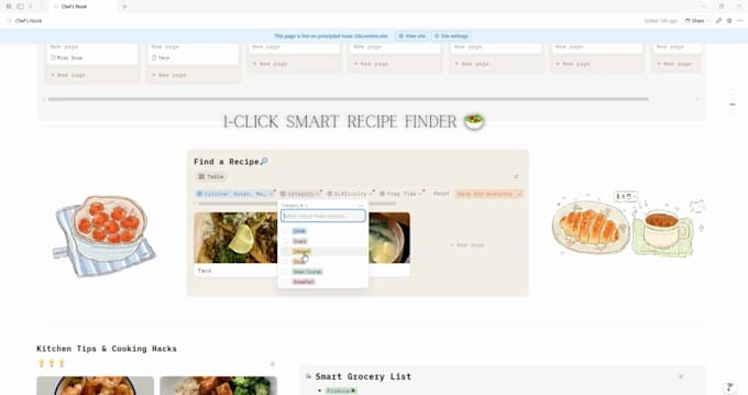 create aesthetic chef nook meal and recipe planner