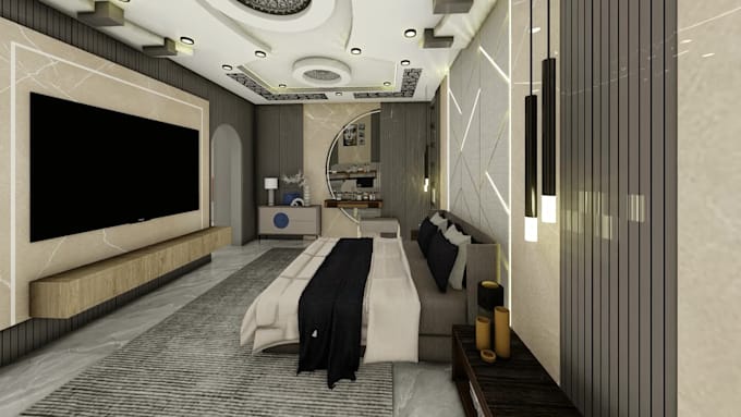 create modern 3d interior design in sketchup with realistic renders