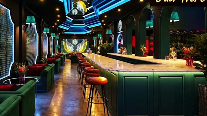 design 3d, render bar, pub, nightclub, lounge, speakeasy