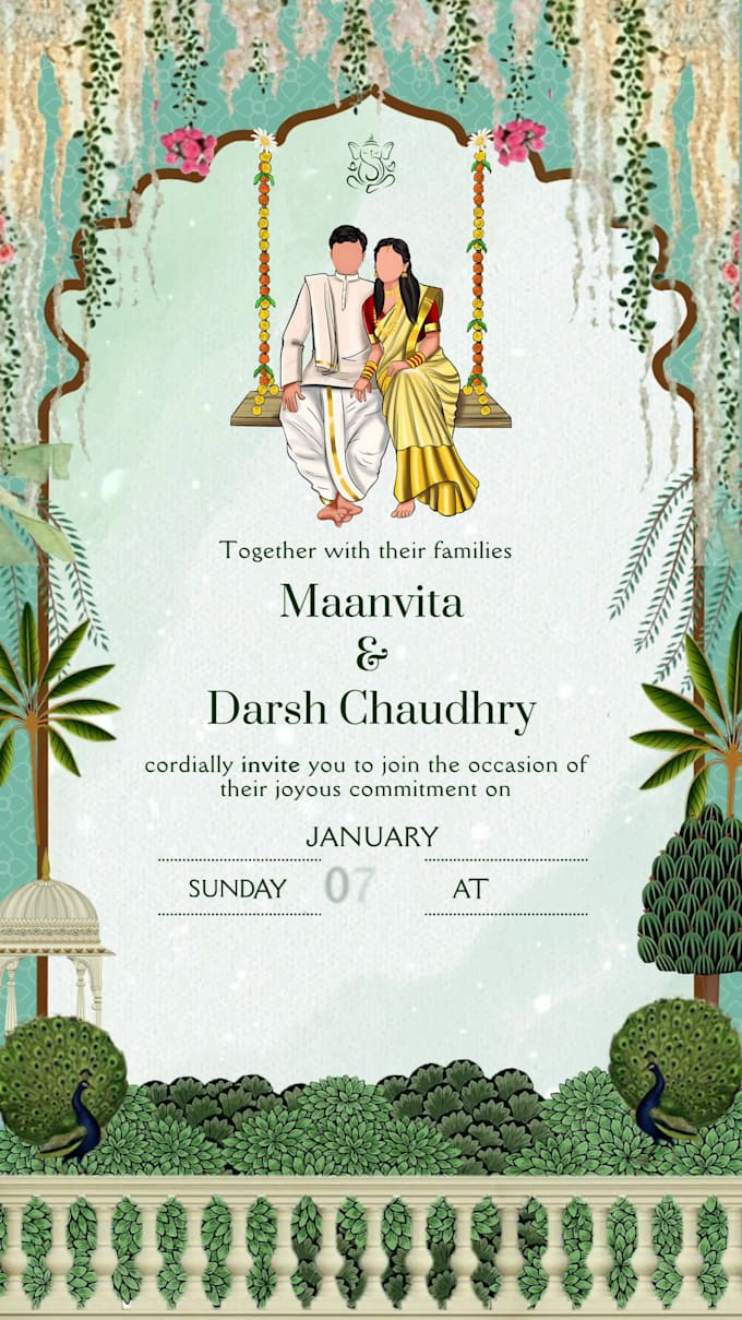 create a modern digital wedding mobile invitation video and cards