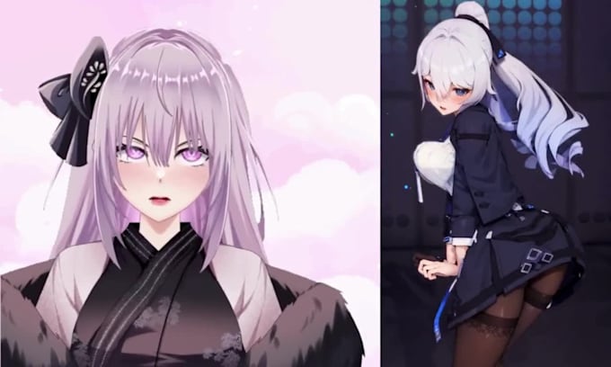 create a custom 2d anime live2d vtuber model for vroid, pngtuber and streaming