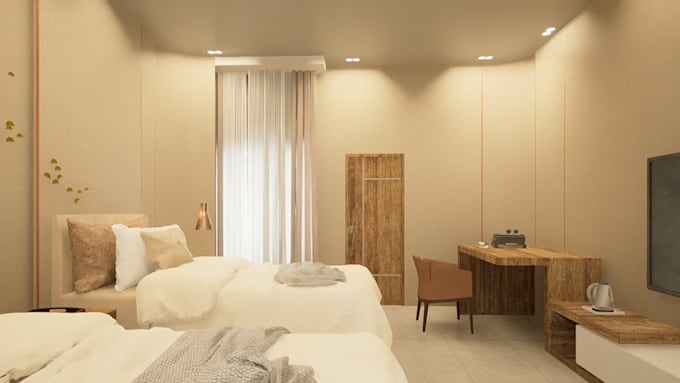 design luxury hotel interior and photorealistic visualization