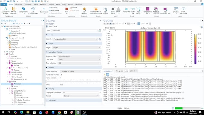 perform comsol thermal simulation with detailed report