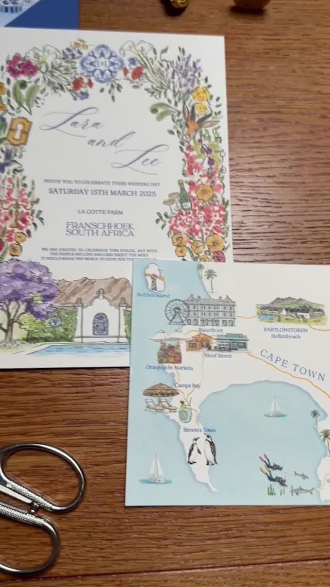 draw a custom map illustration, destination wedding map