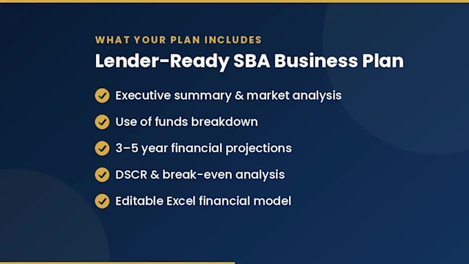 write an sba and bank loan business plan with financial projections