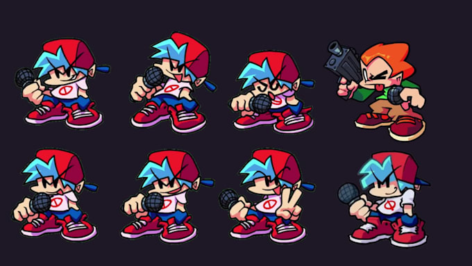 do animated oc sprite, fnf style character sprite sheet for rhythm game mods