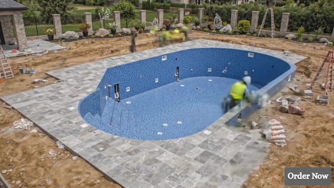 create cinematic construction time lapse videos for pool and real estate project
