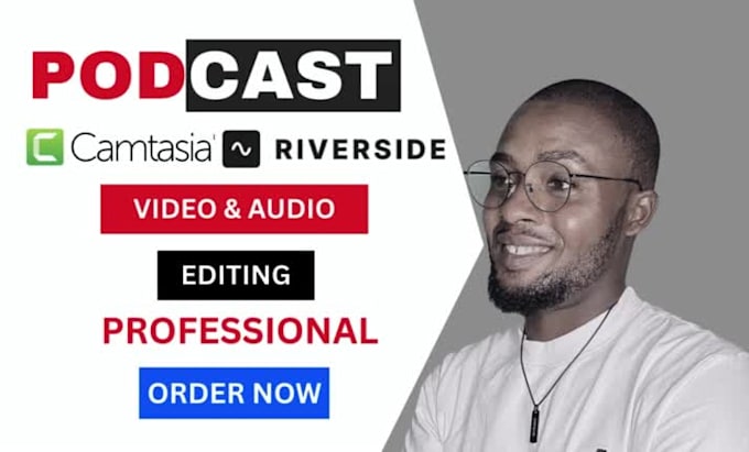 edit weekly podcast video and audio for riverside, zoom, youtube, camtasia