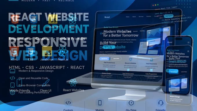 build a responsive website using HTML CSS javascript and react
