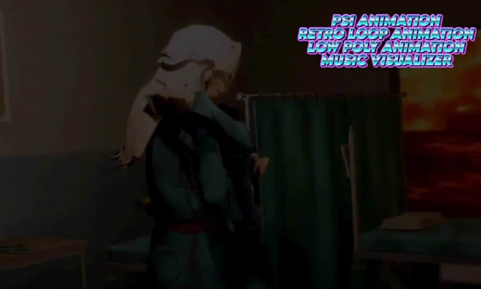 do retro ps1, y2k, low poly animation, music visualizer, psx n64 style animation