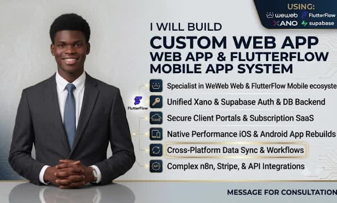build weweb web app flutterflow mobile app xano backend supabase