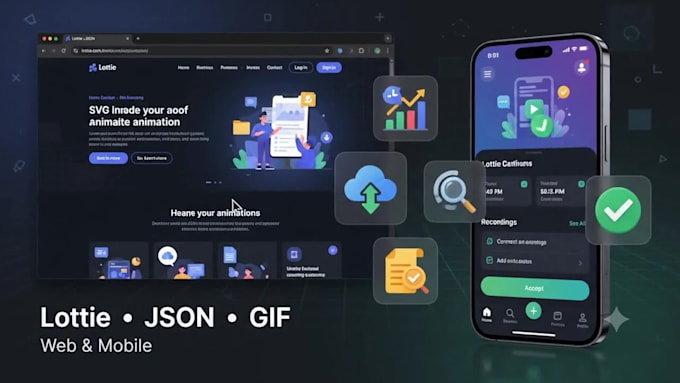 create interactive animation in rive, lottie, json, gif