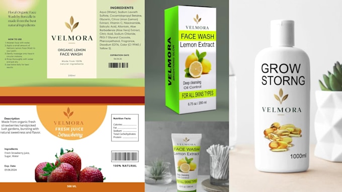 create design face wash label design, green tea label,