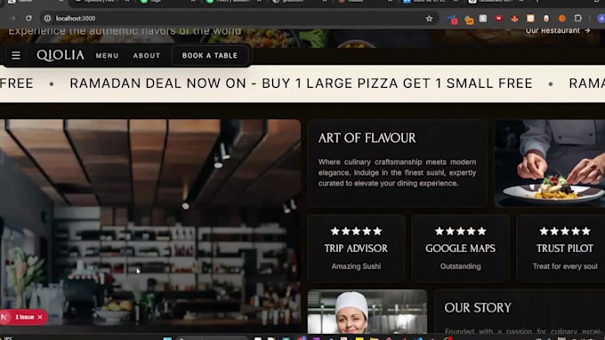 build modern restaurant website with menu and booking system