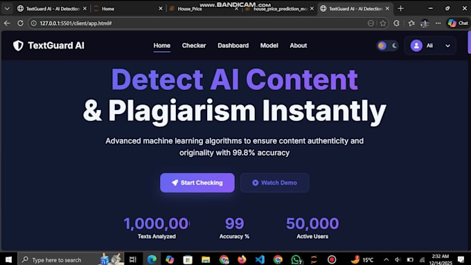 create the machine learning app using the gpt , claude