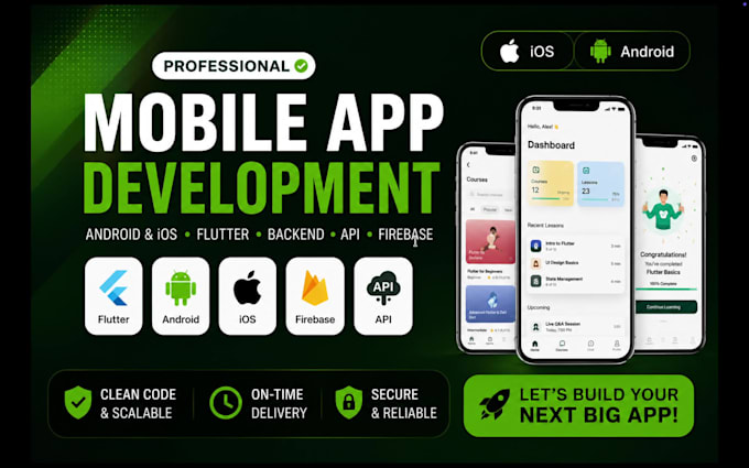 develop full stack mobile app with flutter and backend API