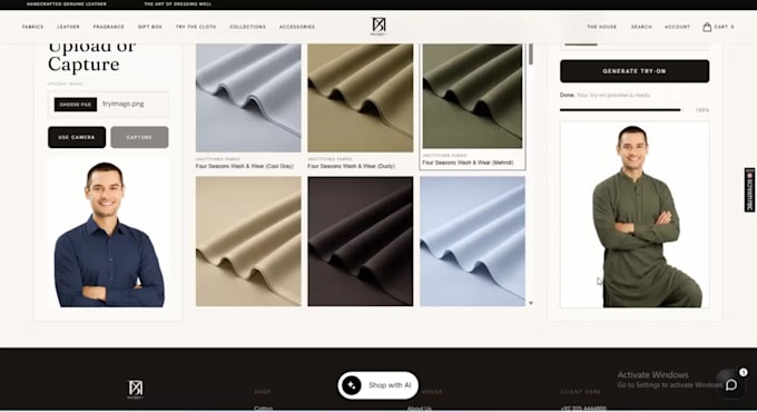 create an ai clothing virtual try on website or web app