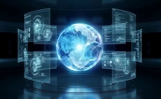 create 3d hologram animation,futuristic animation vj loop and logo animation