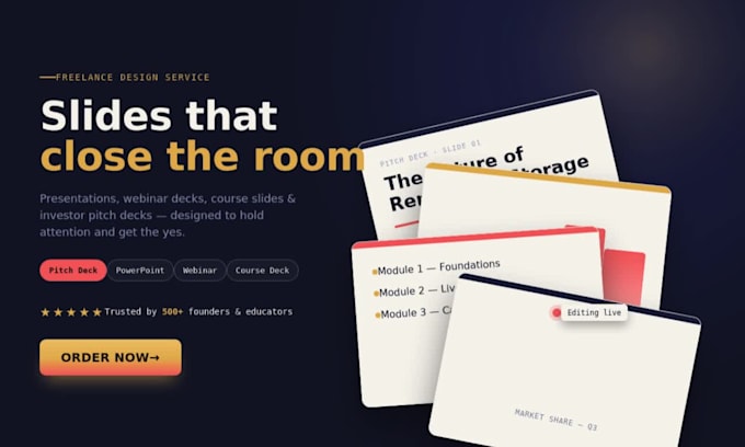 design presentation ,webinar ,powerpoint design, course presentation ,pitch deck