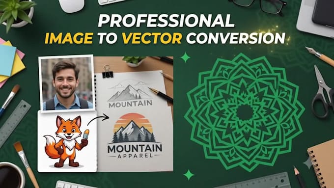 do professional image to vector conversion and vector tracing