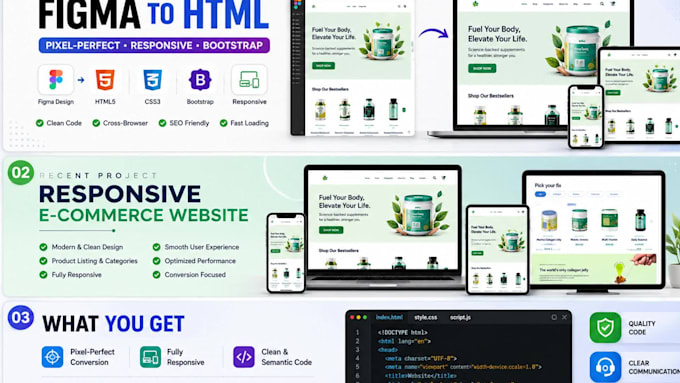 convert figma to responsive HTML CSS bootstrap website