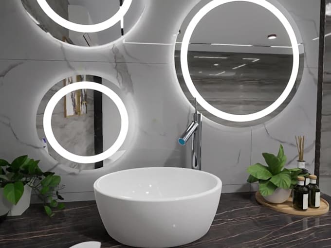 design modern bathroom interior with realistic 3d rendering