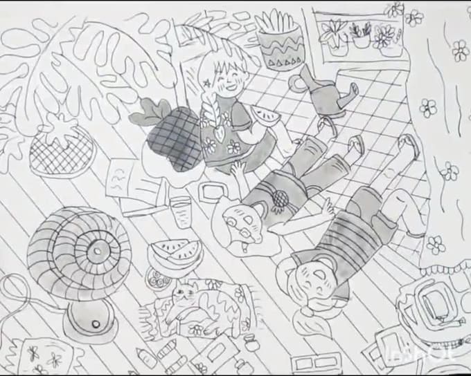 make hand drawn children book illustrations black and white