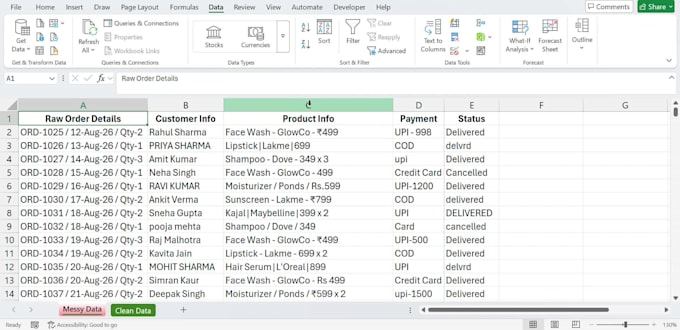 clean, format, deduplicate, merge, and organize excel data